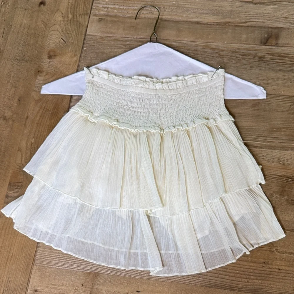 Katie J NYC Cream Layered Kids Skirt